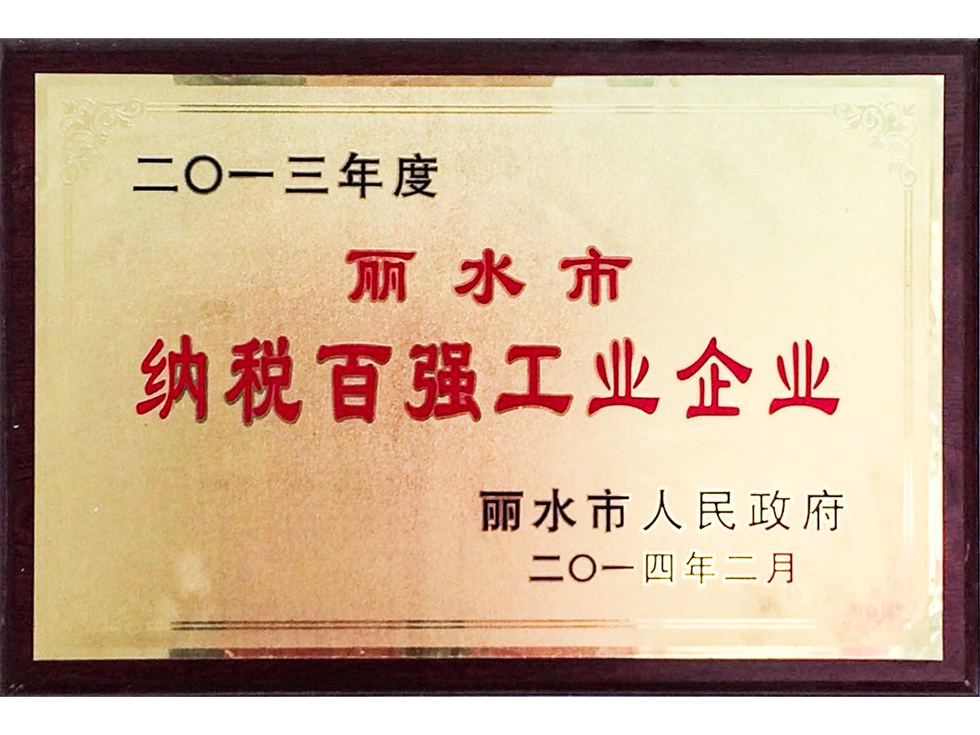 2013年度麗水市納稅百強工業企業